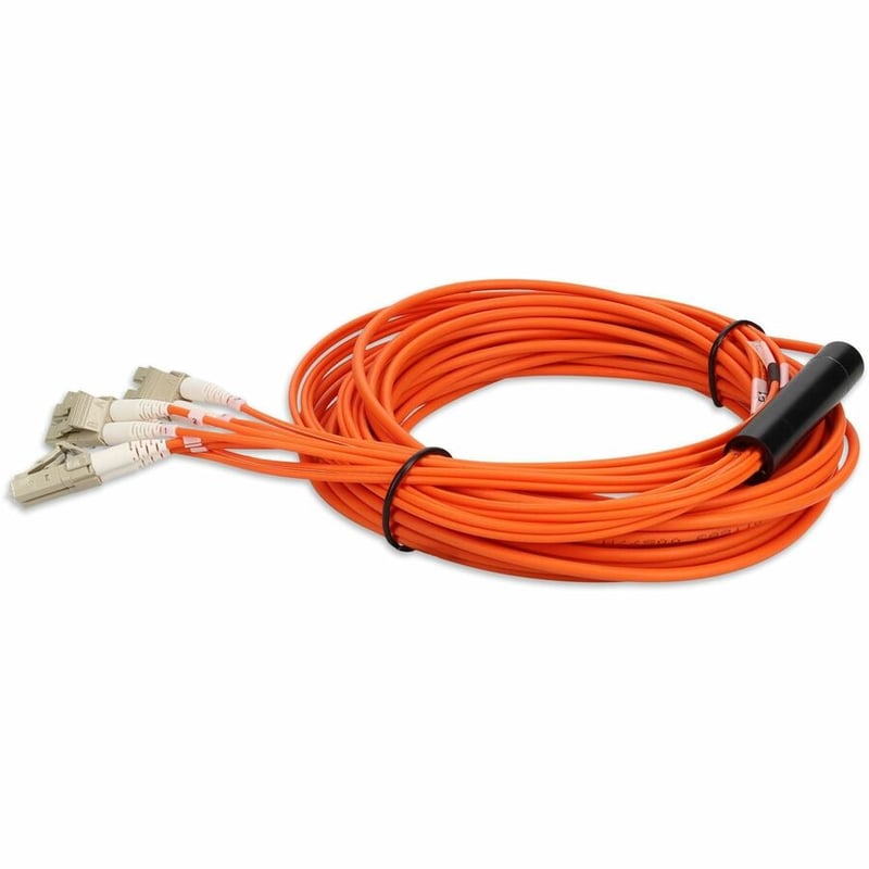AddOn 9m MPO/UPC to 4xLC/UPC Duplex Orange OM1 OFNR (Riser-Rated) 8-Strand MMF Fiber Fanout Cable - Thumbnail 3