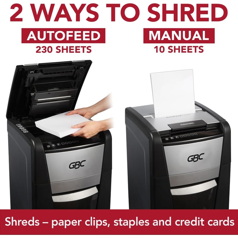 GBC AutoFeed+ Small Office Shredder, 230X, Super Cross-Cut, 230 Sheets - Thumbnail 5