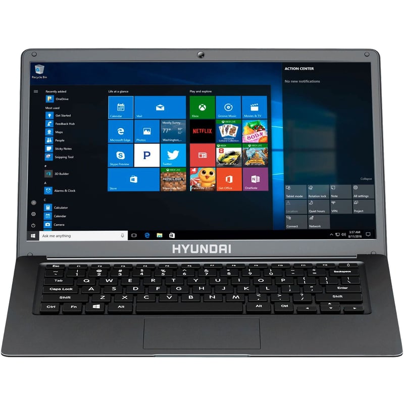 Hyundai HyBook, 14.1" Intel Celeron Laptop, 4GB RAM, 128GB Storage, 2.0MP Webcam, Expandable M.2 SATA SSD Slot, Windows 10 Home S Mode, WiFi, Grey - Thumbnail 1