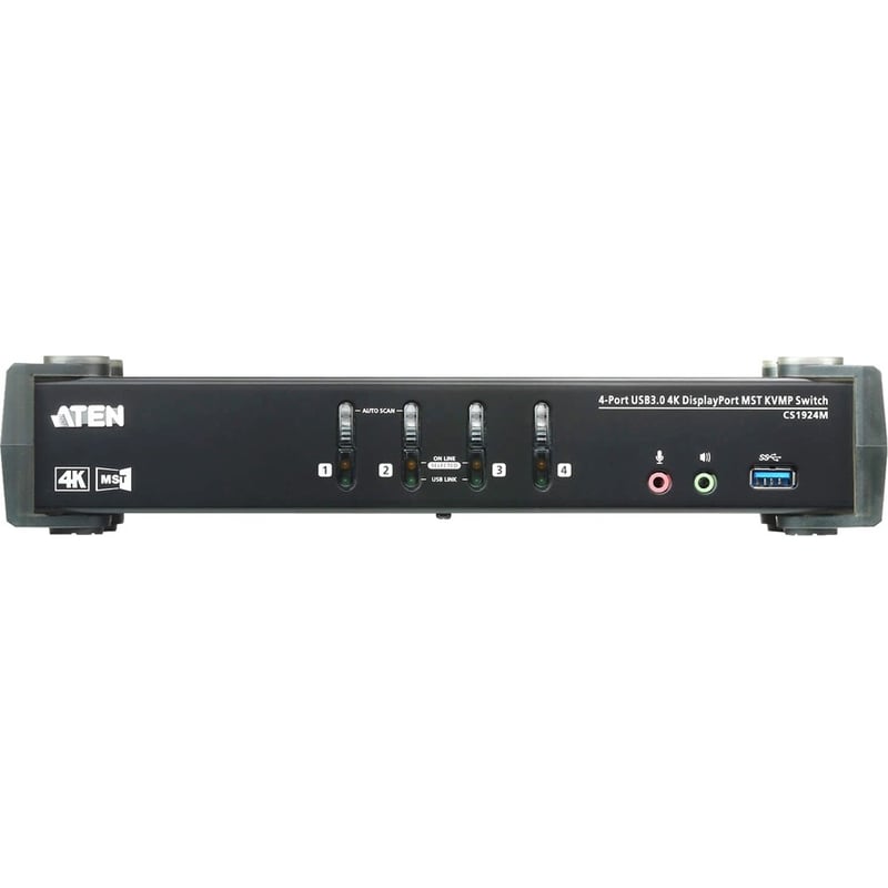 ATEN 4-Port USB 3.0 4K DisplayPort MST KVMP Switch (Cables Included)-TAA Compliant - Thumbnail 2