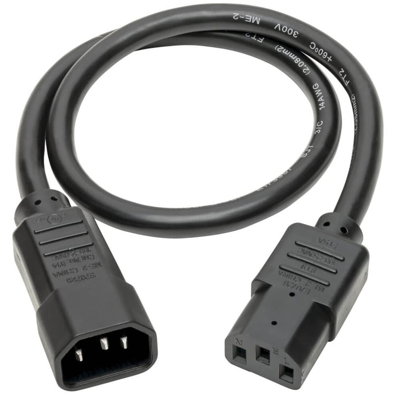 Eaton Tripp Lite Series Heavy-Duty PDU Power Cord, C13 to C14 - 15A, 250V, 14 AWG, 2 ft. (0.61 m), Black - Thumbnail 2