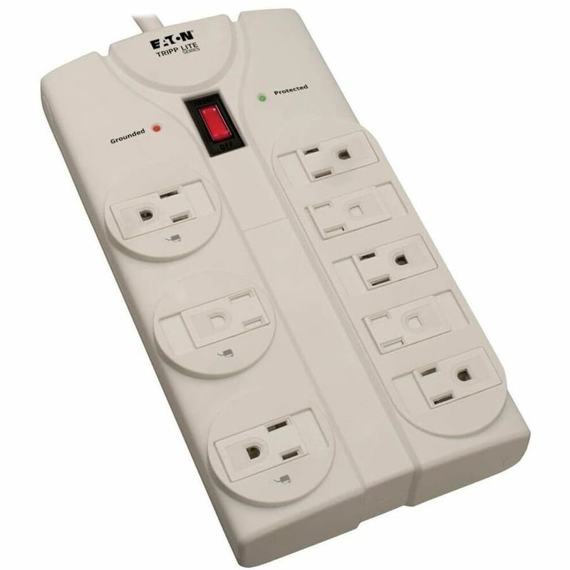 Tripp Lite by Eaton Protect It! 8-Outlet Surge Protector 25 ft. Cord with Right-Angle Plug 1440 Joules Diagnostic LEDs Light Gray Housing - Thumbnail 3