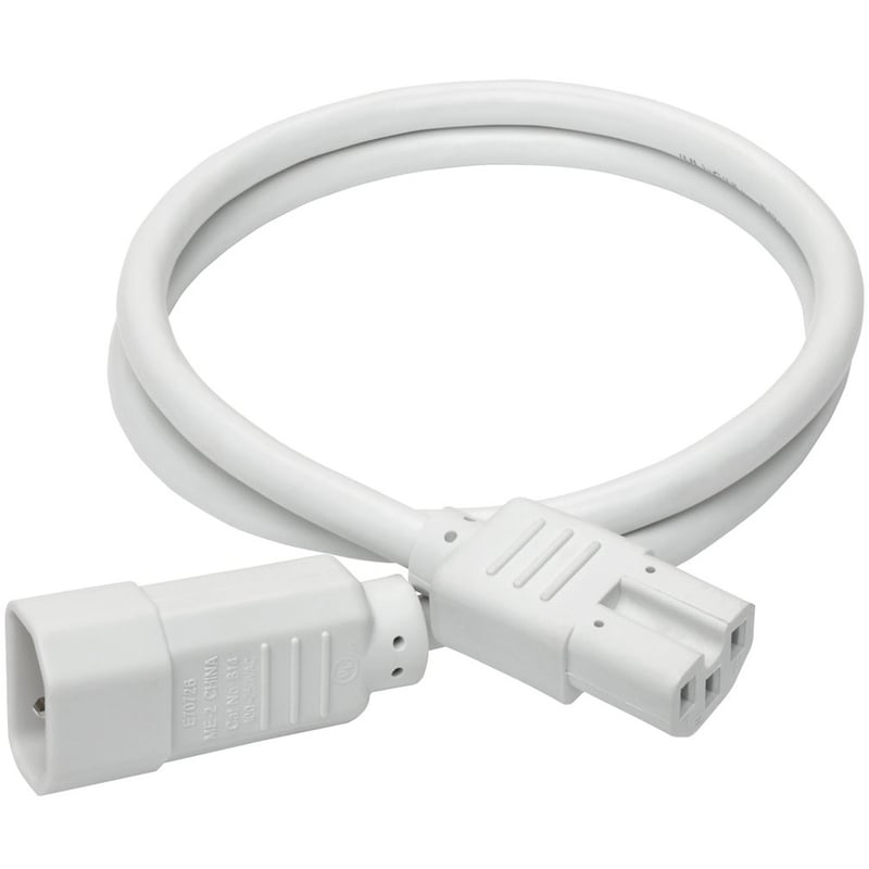 Eaton Tripp Lite Series Power Cord C14 to C15 - Heavy-Duty, 15A, 250V, 14 AWG, 3 ft. (0.91 m), White - Thumbnail 2