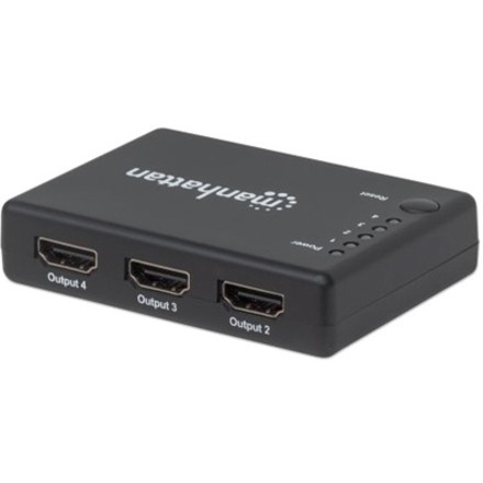 HDMI Splitter 4-Port (Compact), 4K@30Hz, Displays output from x1 HDMI source to x4 HD displays (same output to four displays), AC Powered (cable 0.7m), Black, Three Year Warranty - Thumbnail 2