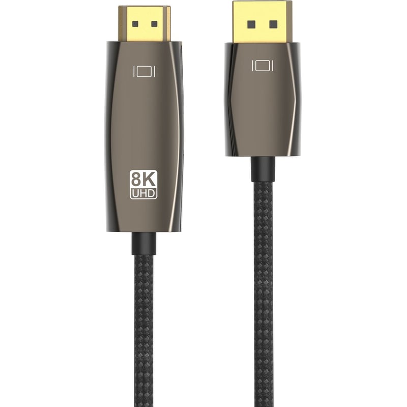 4XEM 3FT (1M) DisplayPort 1.4 to HDMI 2.1 Active Cable - 8K/4K UHD DP to HDMI Braided Video Cable - Black - Thumbnail 2