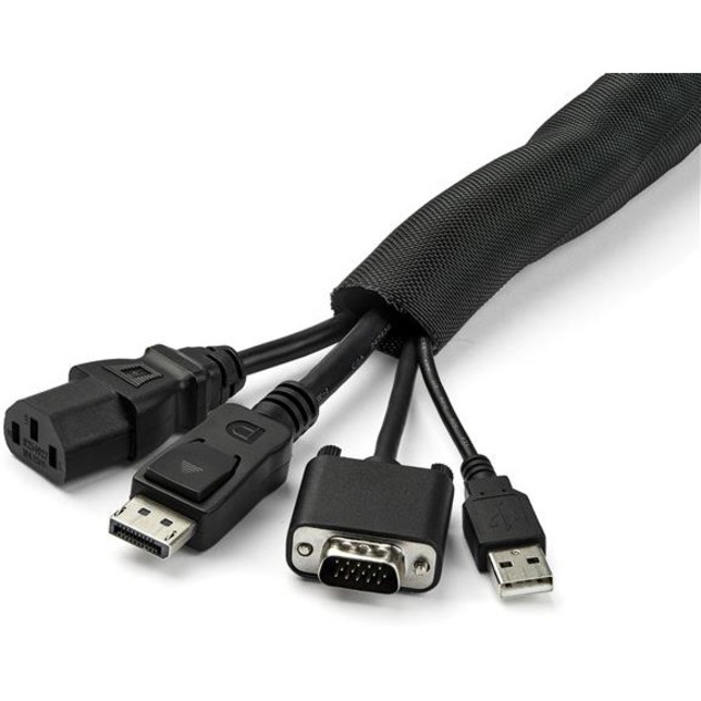 StarTech.com 15' (4.6m) Cable Management Sleeve/Wrap - Flexible Cable Manager - Expandable Coiled Cord Protector/Organizer - Trimmable - Thumbnail 3