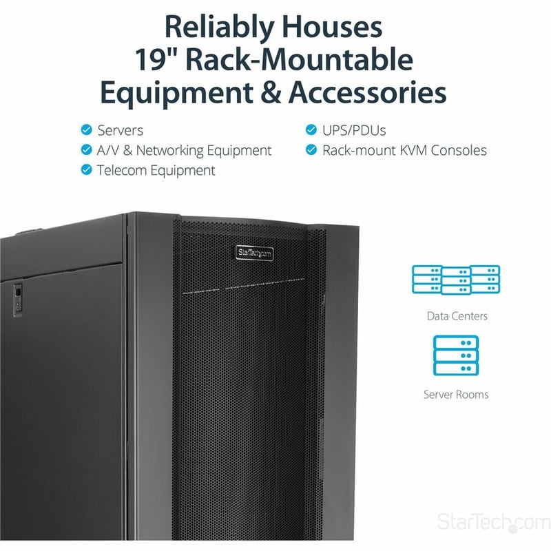 StarTech.com 4-Post 42U Server Rack Cabinet, 19" Data Rack Cabinet for Computer / IT Equipment mount, Rack Server Cabinet with Casters - Thumbnail 4