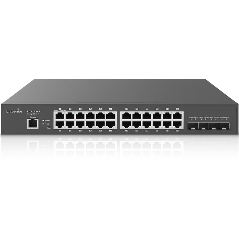 EnGenius Cloud Managed 24-Port 13" Compact Gigabit Switch with 4 SFP+ Ports - Thumbnail 1