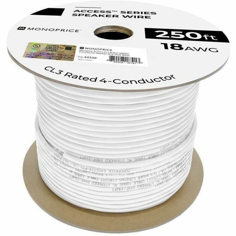 MONOPRICE ACCESS SERIES 18AWG CL3 RATED 4-CONDUCTOR SPEAKER WIRE 250FT WHITE - Thumbnail 3