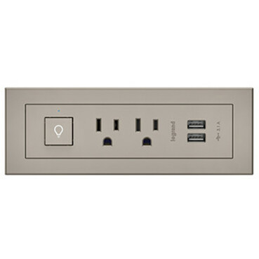 Legrand Furniture Power 2-Outlet with USB-A Unit- Nickel - Thumbnail 2