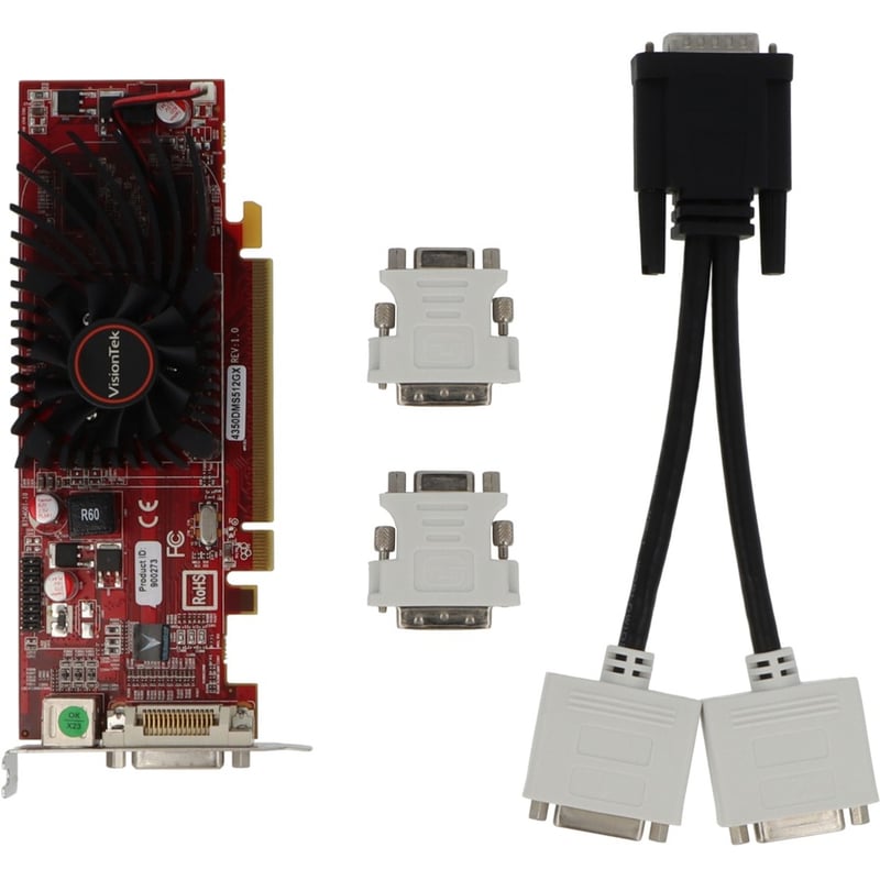 VisionTek Radeon 4350 SFF 512MB DDR2 (2x DVI-I, TV Out) w/ 2x DVI-I to VGA Adapter - Thumbnail 3