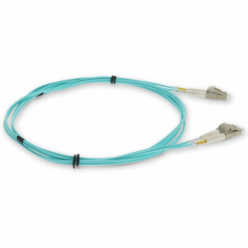AddOn 0.3m LC to LC Aqua OM4 Duplex OFNR (Riser-Rated) Fiber Patch Cable