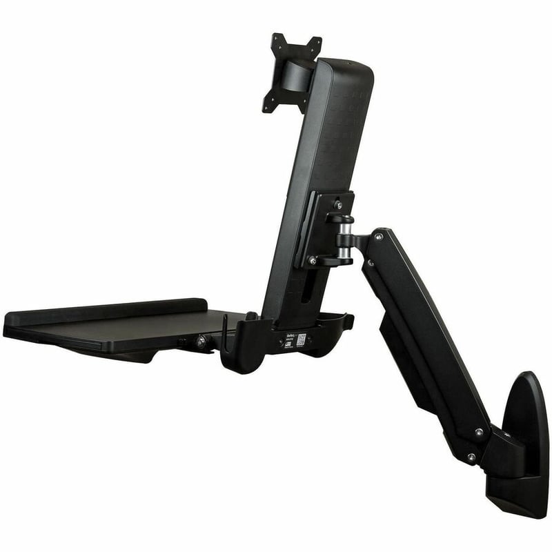 StarTech.com Wall Mount Workstation, Full Motion Standing Desk, Ergonomic Height Adjustable Monitor & Keyboard Tray Arm, For VESA Display - Thumbnail 3