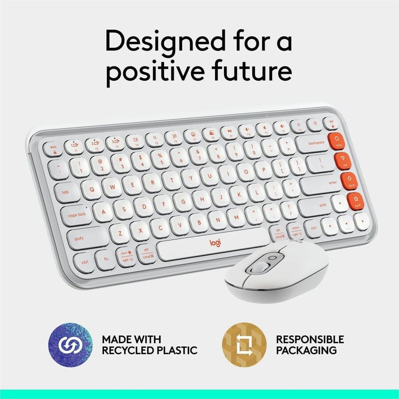 POP ICON COMBO KEYBOARD MOUSE OFF-WHITE ORANGE - Thumbnail 3