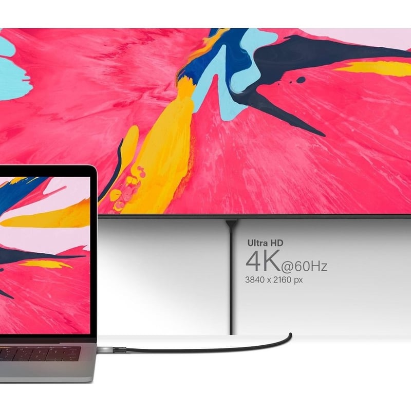 Alogic USB-C (Male) to DisplayPort (Male) Cable - Ultra Series - 4K 60Hz -Space Grey - 2m - Thumbnail 4