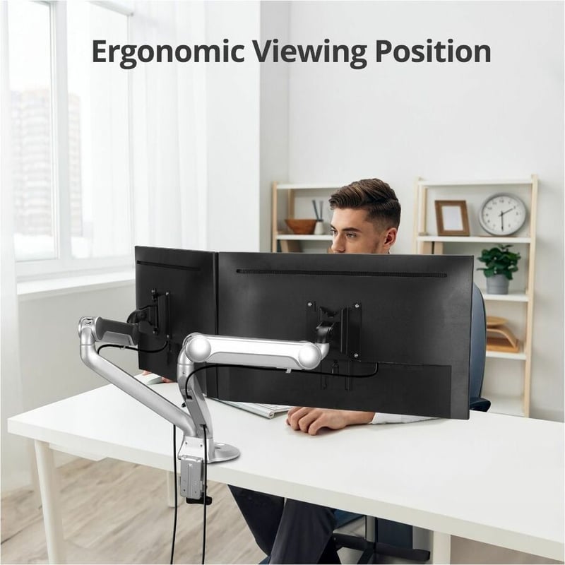SIIG MTPRO Desk Mount Dual Gas Spring Monitor Arm - up to 32" Display - Max. Load 19.8 lbs - VESA 75 & 100mm - Thumbnail 4