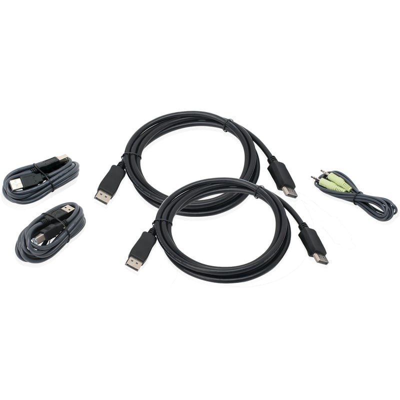 IOGEAR 6 Ft. Dual View DisplayPort, USB KVM Cable Kit with Audio (TAA) - Thumbnail 1