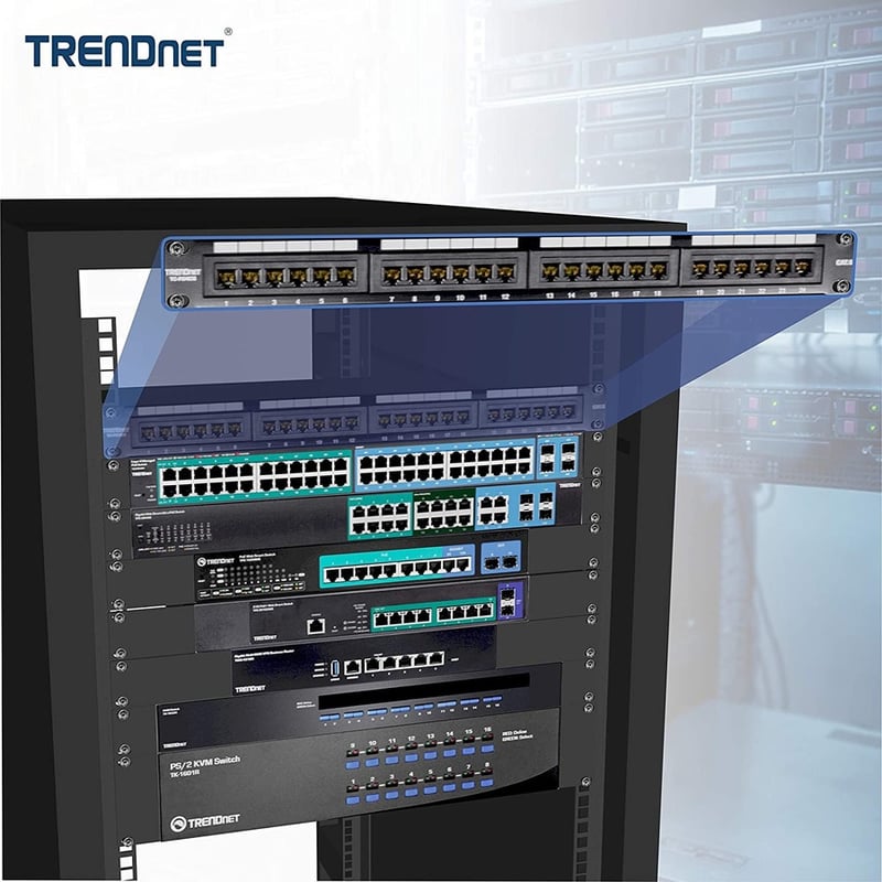 TRENDnet 24-Port Cat6 Unshielded Patch Panel, Wallmount or Rackmount, Compatible with Cat3,4,5,5e,6 Cabling, For Ethernet, Fast Ethernet, Gigabit Applications, Black, TC-P24C6 - Thumbnail 3