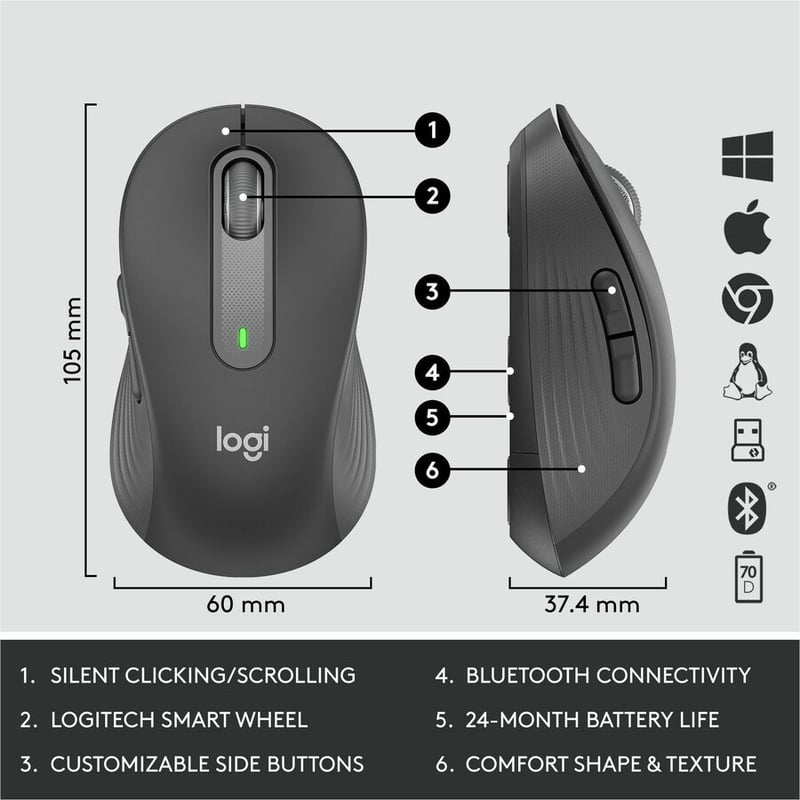 Logitech Signature MK650 Combo for Business Wireless Mouse and Keyboard Combo - Thumbnail 4