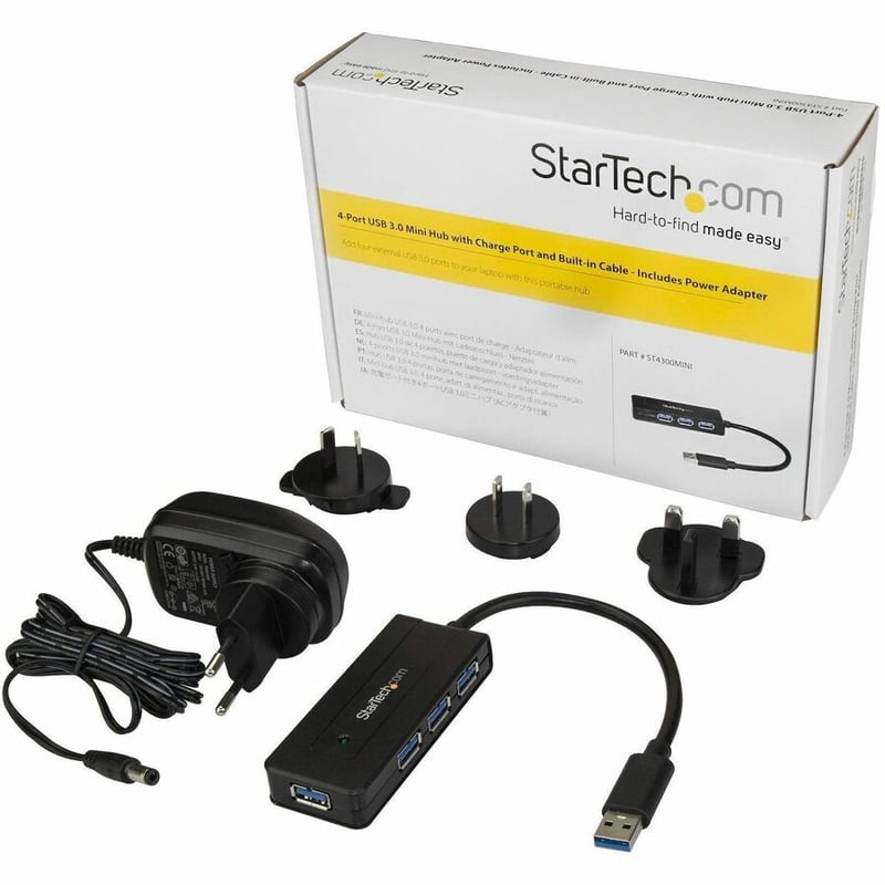 StarTech.com 4 Port USB 3.0 Hub SuperSpeed 5Gbps w/ Fast Charge - Portable USB 3.2 Gen 1 (5Gbps) Type-A Laptop/Desktop Hub - USB Bus/Self Powered - Thumbnail 3