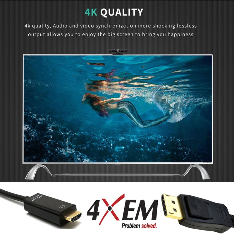 4XEM 4K Displayport to HDMI Cable 6ft - Thumbnail 5