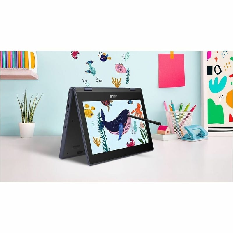 Asus BR1104F BR1104FTA-YS14T 11.6" Touchscreen Rugged Convertible 2 in 1 Notebook - HD - Intel N-Series N150 - 4 GB - 128 GB SSD - Mineral Gray - Thumbnail 4