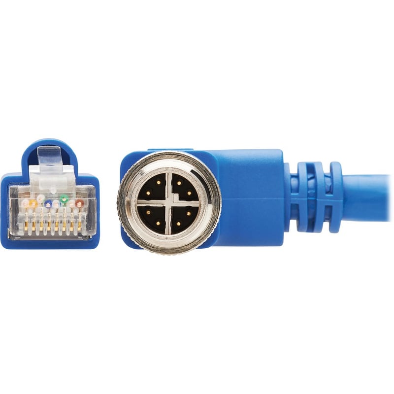 Eaton Tripp Lite Series M12 X-Code Cat6a 10G F/UTP CMR-LP Shielded Ethernet Cable (Right-Angle M12 M/RJ45 M), IP68, PoE, Blue, 10 m (32.8 ft.) - Thumbnail 3