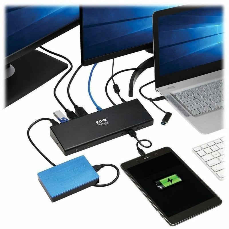 Tripp Lite by Eaton USB-C Dock Dual Display - 5K 60 Hz DP 4K 60 Hz HDMI USB 3.x (5Gbps) USB-A/C Hub GbE 85W PD Charging - Thumbnail 2
