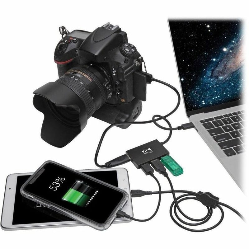 Tripp Lite by Eaton 4-Port USB-C Hub USB 3.x (5Gbps) 4x USB-A Ports Aluminum Housing Black - Thumbnail 2