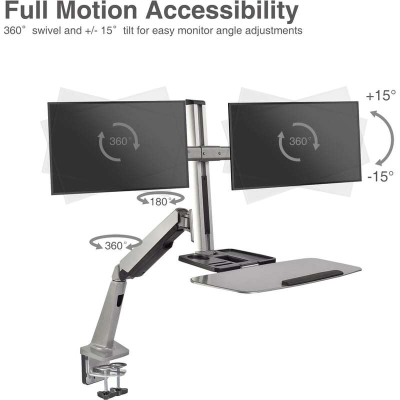 Ergonomic Standing Desk Converter With Height Adjustable Keyboard & Counterbalance Monitor Mount - Thumbnail 3