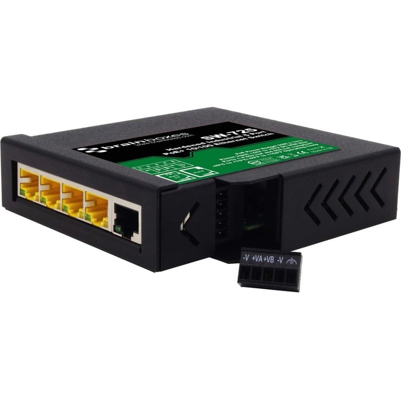 Brainboxes Hardened Industrial 5 Port PoE+ 10/100 Ethernet Switch - Thumbnail 3