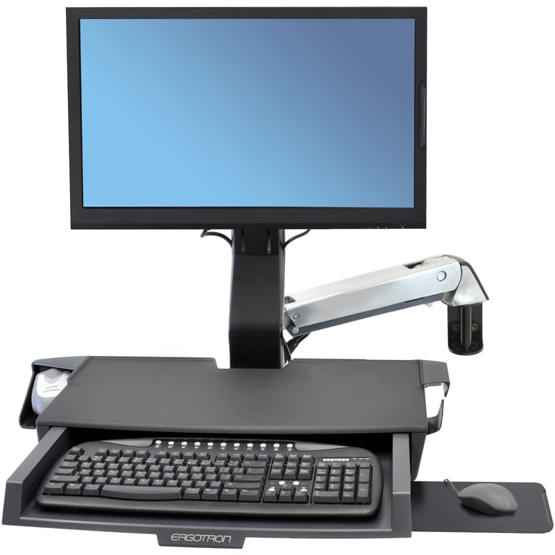 Ergotron StyleView Mounting Arm for Keyboard, Monitor, Bar Code Scanner, Mouse, Wrist Rest - Polished Aluminum - Thumbnail 1