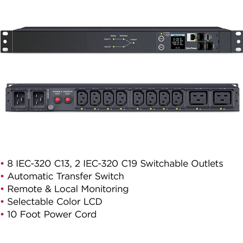 CyberPower Switched ATS PDU PDU44005 10-Outlets PDU - Thumbnail 3