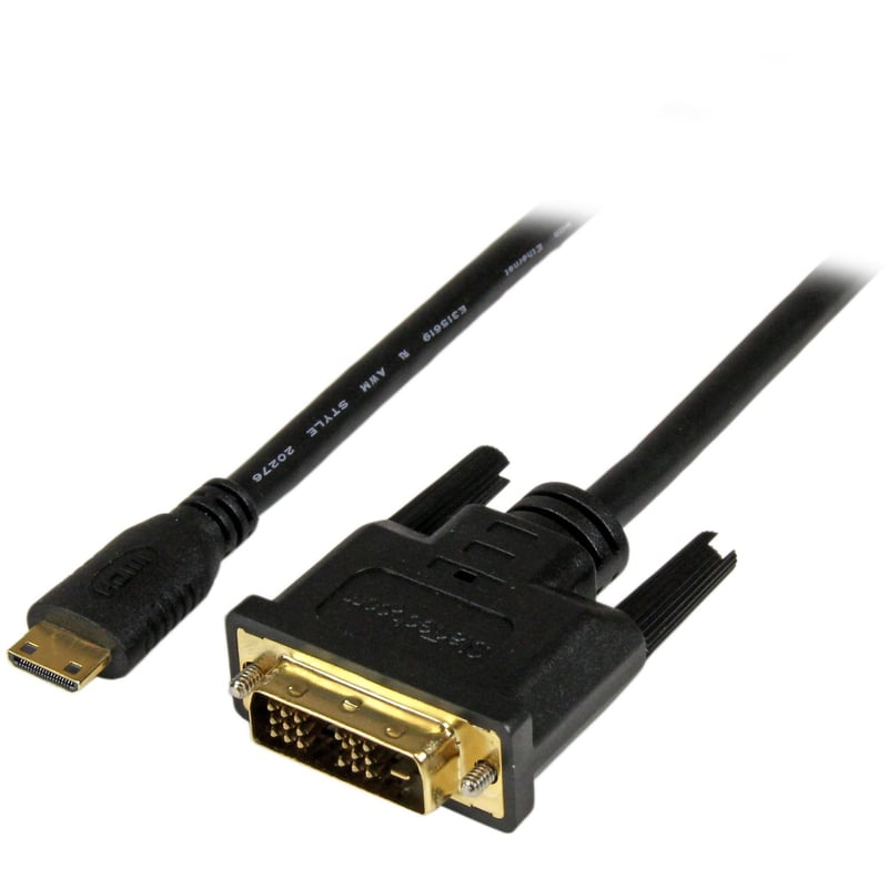 StarTech.com 1m (3.3 ft) Mini HDMI to DVI Cable, DVI-D to HDMI Cable (1920x1200p), HDMI Mini Male to DVI-D Male Display Cable Adapter - Thumbnail 1