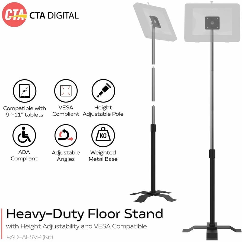 CTA Digital VESA-Compatible, Height-Adjustable Floor Stand - Thumbnail 2
