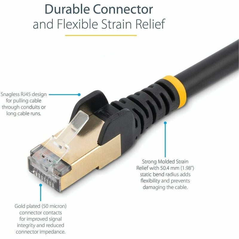 StarTech.com 30ft CAT6a Ethernet Cable - 10 Gigabit Category 6a Shielded Snagless 100W PoE Patch Cord - 10Gb Black UL Certified Wiring/TIA - Thumbnail 3
