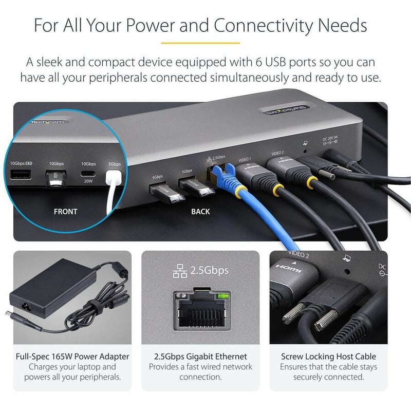USB4 DOCKING STATION DUAL HDMI 4K 60HZ USB-C 40GBPS 6X USB - Thumbnail 5