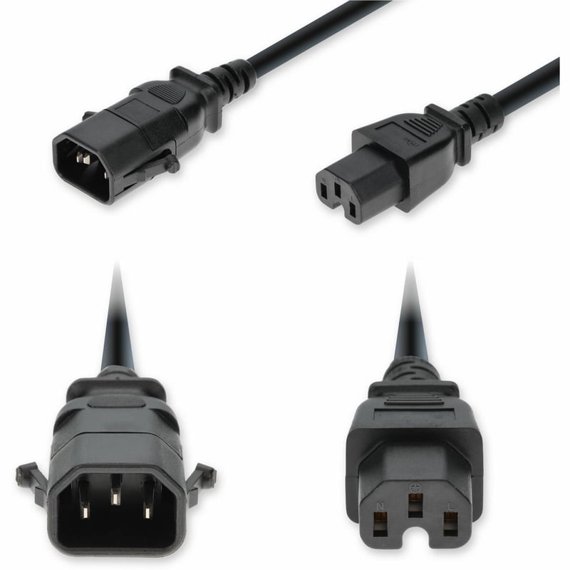 AddOn 3ft C14 Male to C15 Female P-Lock Compatible High-Temperature 14 AWG 250V at 15A PVC SJT (Service Junior Thermoplastic) Black Power Cable