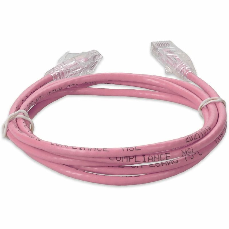 AddOn 5ft Pink CAT 6A Slim PVC Ethernet Cable Snagless Clear-Claw RJ-45 M/M - Thumbnail 4