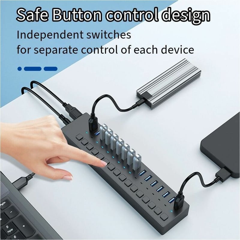 4XEM 16 Port USB 3.0 Power Switch Data Transfer Hub - Thumbnail 5