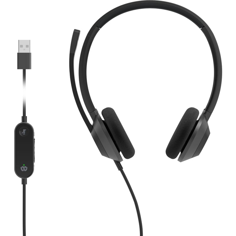 Cisco Headset 322 Wired Dual On-Ear Carbon Black USB-A - Thumbnail 1