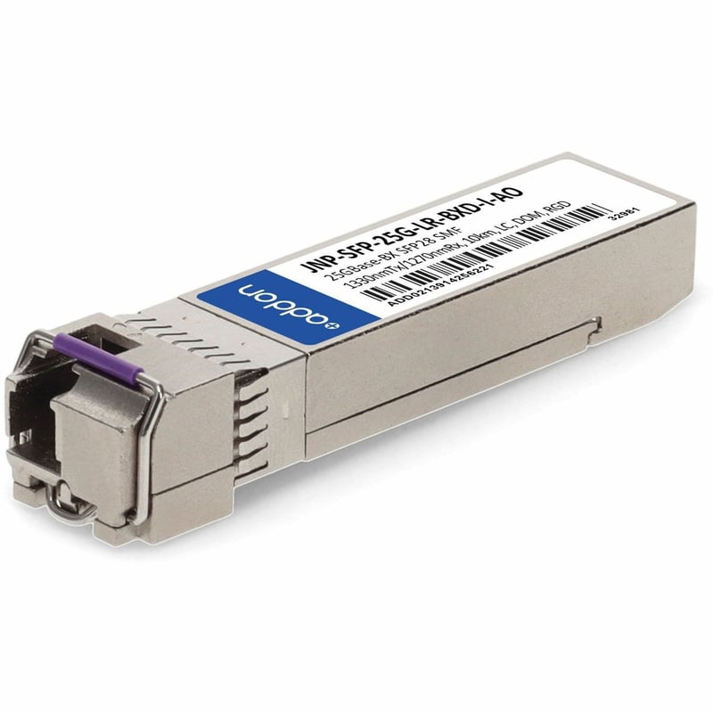 AddOn Juniper Networks® JNP-SFP-25G-LR-BXD-I Compatible TAA 25GBase-BX SFP28 Transceiver (SMF, 1330nmTx/1270nmRx, 10km, LC, -40 to 85C) - Thumbnail 1