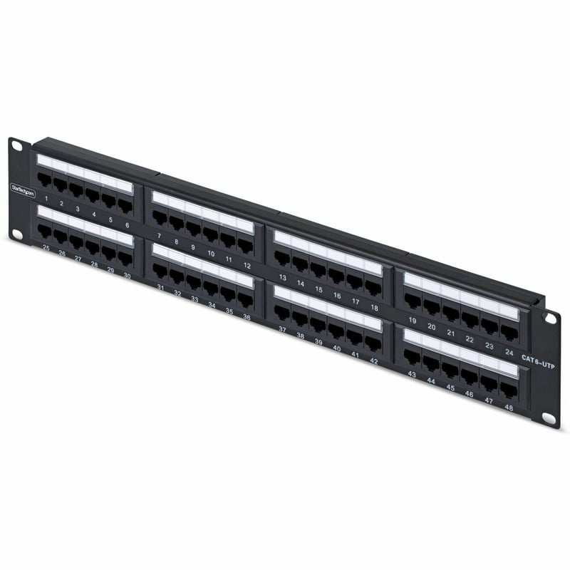 48-PORT 2U CAT6 PATCH PANEL RACKMOUNT/UTP/RJ45/110 PUNCH DOWN - Thumbnail 1