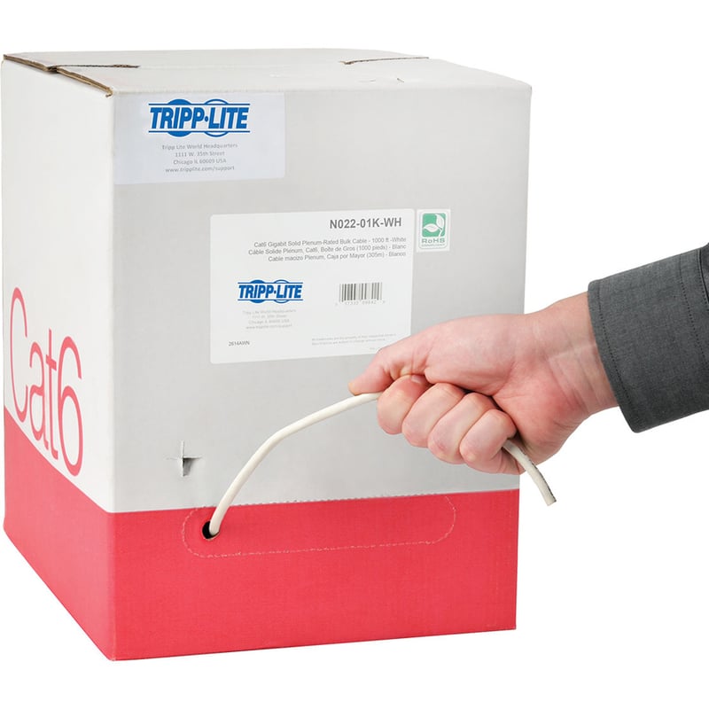 Eaton Tripp Lite Series Cat6 Gigabit Solid Core Plenum-Rated UTP CMP PVC Bulk Ethernet Cable, White, 1000 ft. (304.8 m) - Thumbnail 2