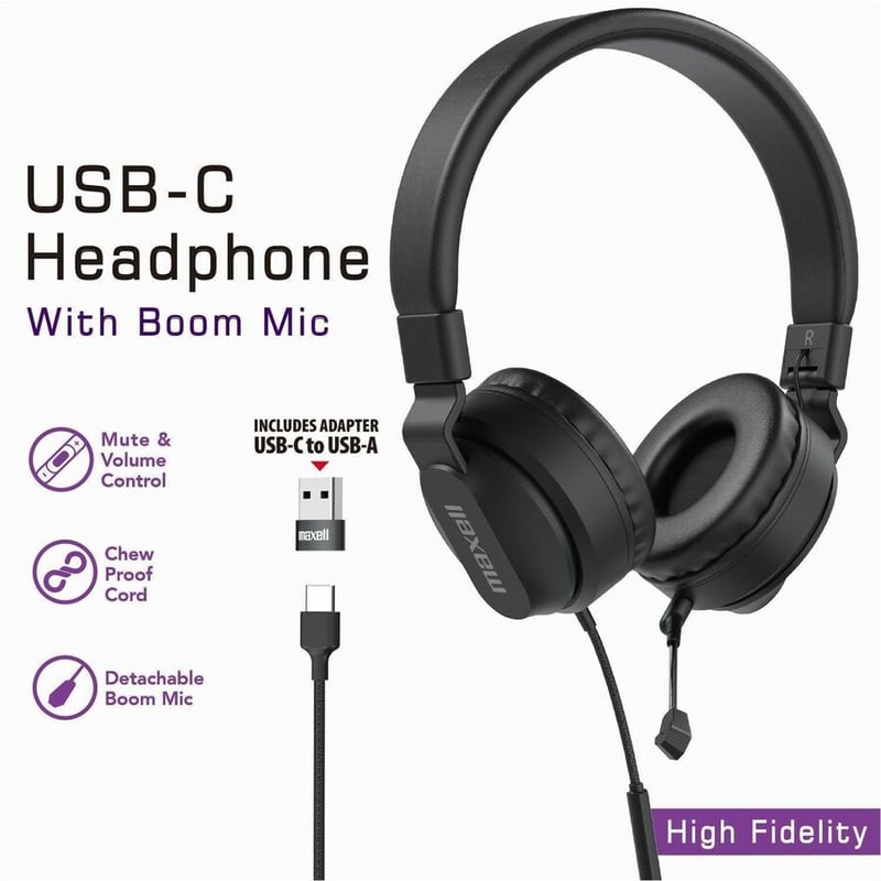 Maxell USB-C Headphone w/ Boom Mic - Thumbnail 2