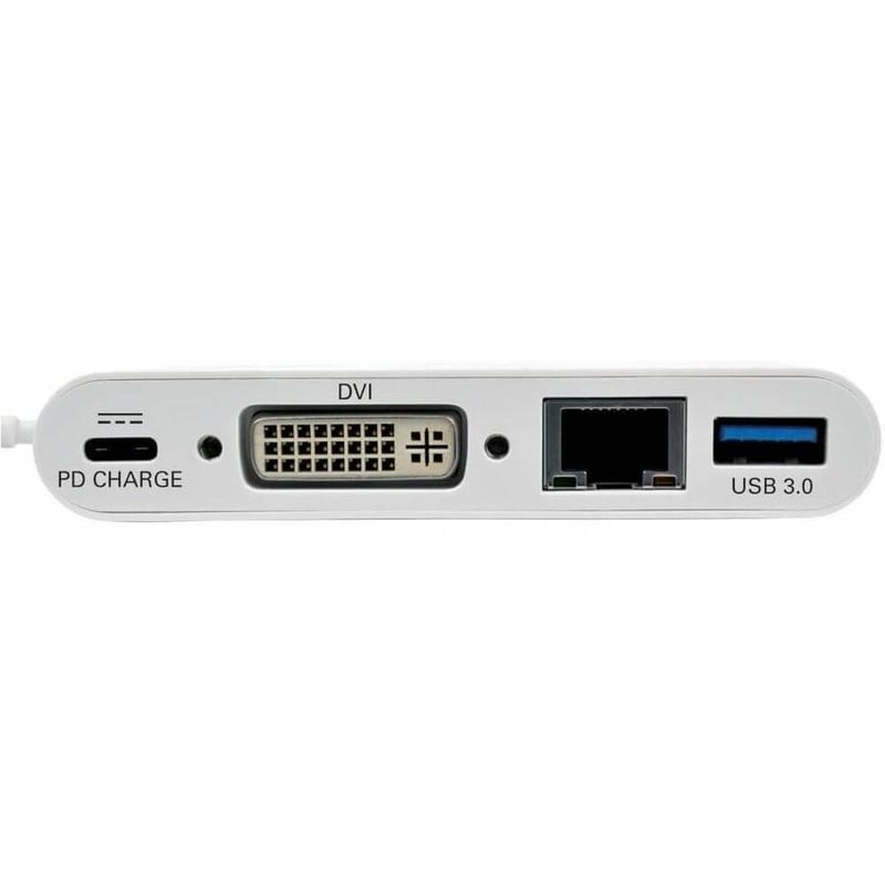 Tripp Lite by Eaton USB-C Multiport Adapter DVI USB 3.x (5Gbps) Hub Port Gbe and PD Charging White - Thumbnail 4