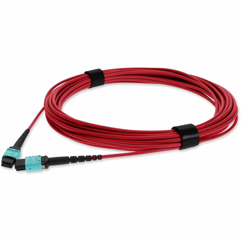 AddOn 3m MPO/UPC to MPO/UPC Red OM4 OFNP (Plenum-Rated) 12-Strand Fiber Patch Cable - Thumbnail 1