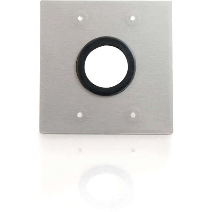 C2G 1.5in Grommet Cable Pass Through Double Gang Wall Plate - Brushed Aluminum - Thumbnail 2