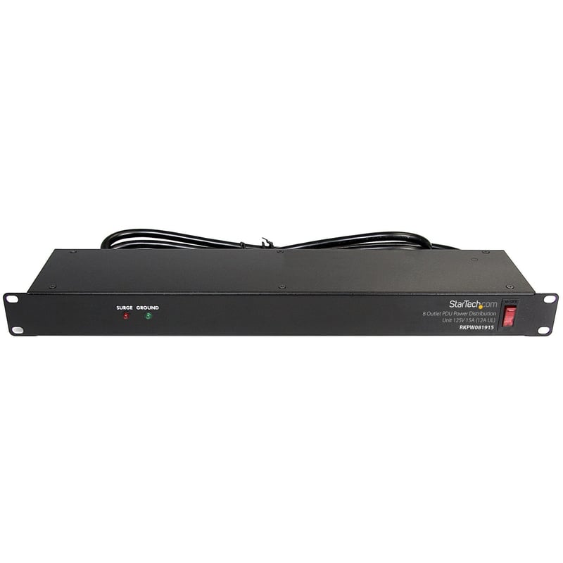 StarTech.com Rackmount PDU with 8 Outlets with Surge Protection - 19in Power Distribution Unit - 1U - Thumbnail 1