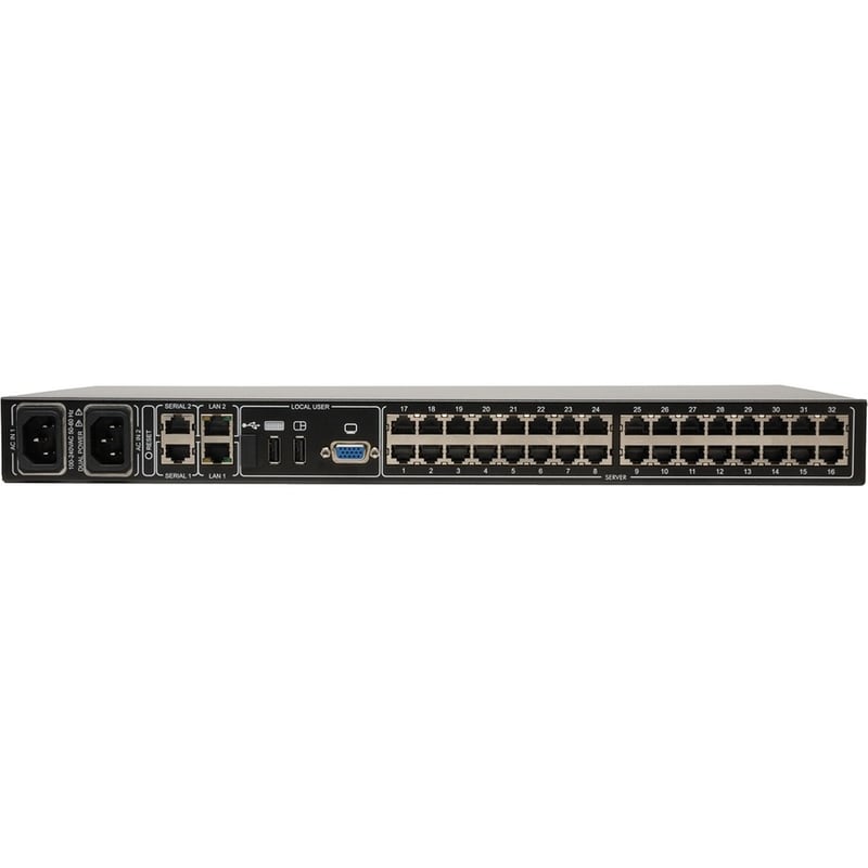 Tripp Lite by Eaton NetCommander 32-Port Cat5 KVM over IP Switch - 2 Remote + 1 Local User 16 USB Dongles 1U Rack-Mount - Thumbnail 4